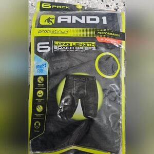 AND1 Performance Black Boxer Briefs - 6 Pack Medium